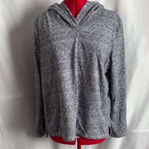 GAP Heathered Gray V-Neck Hooded Pullover